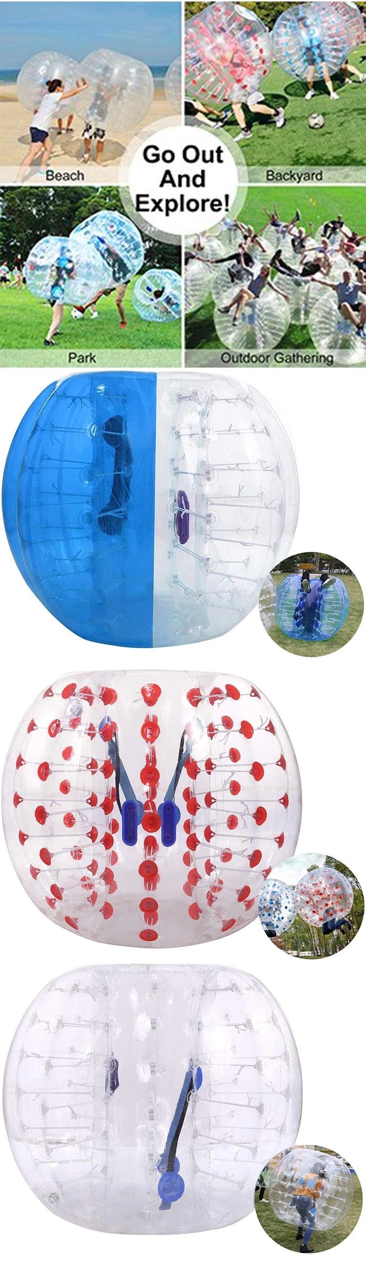 5FT Adult TPU PVC Bumper Bubble Football Soccer Gameinflatable Body Zorb Ball