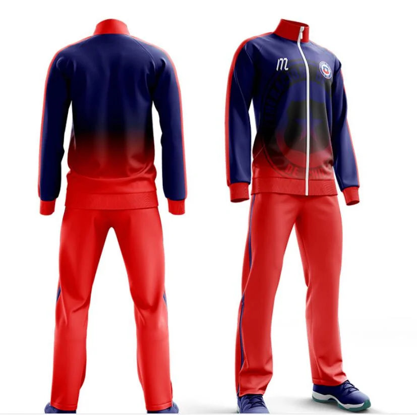 Facrory Supply Soccer Training Athletic Plolyester Interlock Tracksuit with Zip up Jacket and Jog Pants Set