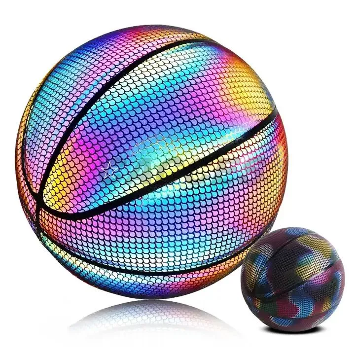 Hot Sale Custom Logo LED 7 Size Glowing Leather Basketball Glowing The Dark Basketball