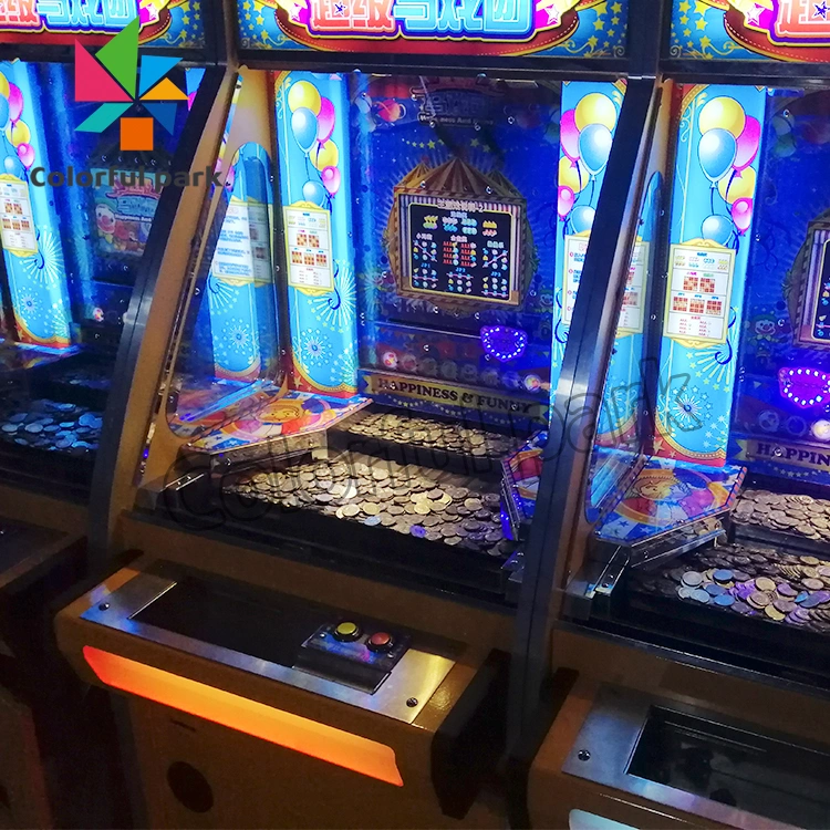 Colorful Park Indoor Mini Euro Arcade Redemption Casino Coin Operated Games Manufacturers Table Top Bonus Coin Pusher Game Machine