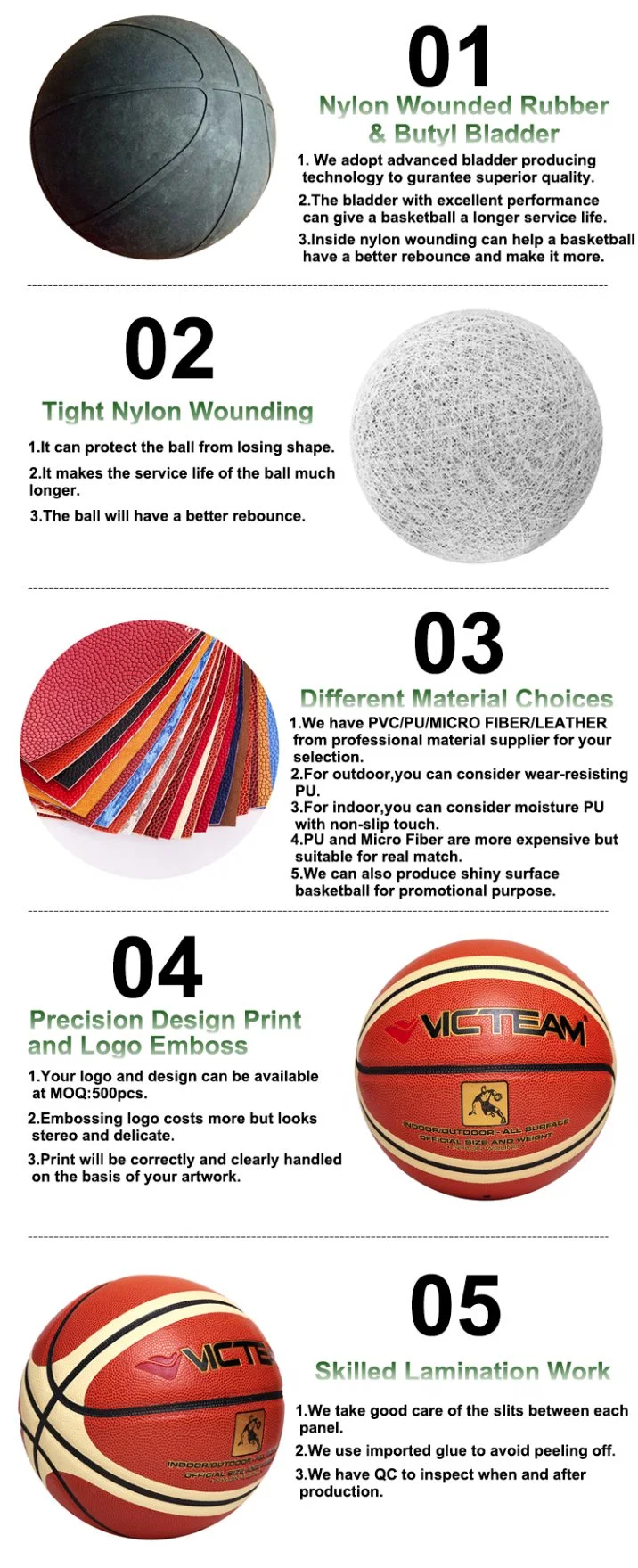 Standard Size Custom Printed Basketball Wholesale