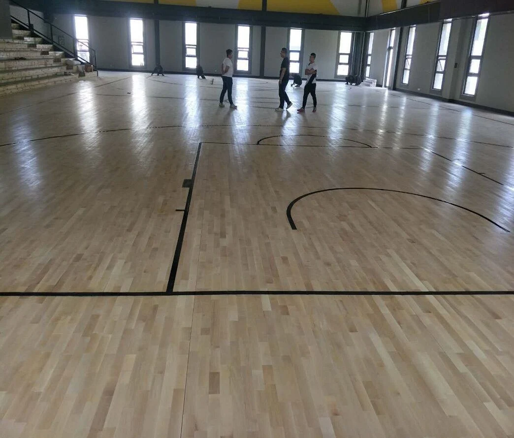 Indoor Wood Basketball Court Tiles Wooden Maple Interlocking Maple Basketball Court Mat