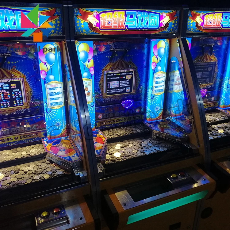 Colorful Park Indoor Mini Euro Arcade Redemption Casino Coin Operated Games Manufacturers Table Top Bonus Coin Pusher Game Machine