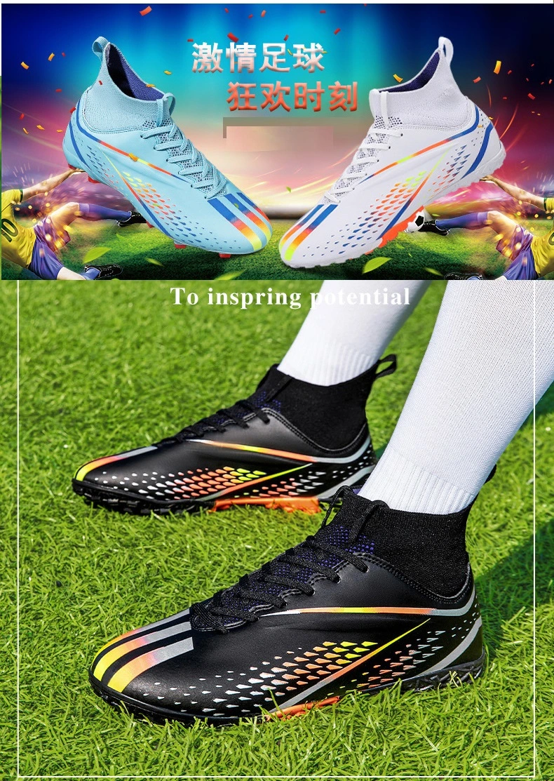 2023 New Arrival Youth Adults High-Tops AG/TF Soccer Futsal Training Sneakers Shoes Professional Football Boots