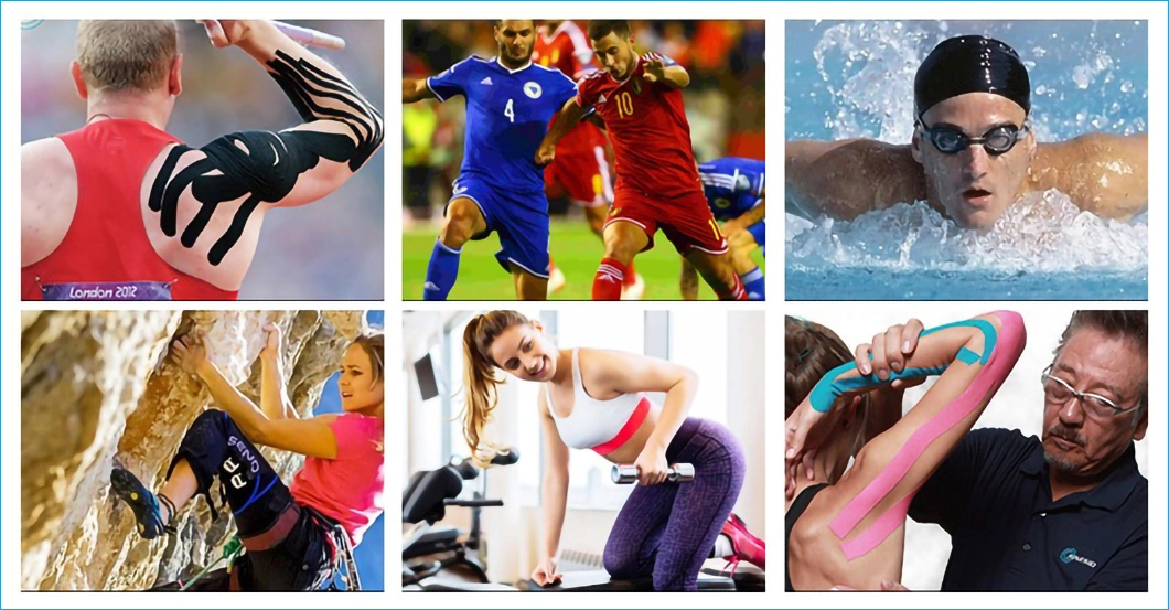 Various Sports Muscle Therapeutic Kinesiology Kinesio Tape with Free Samples &amp; CE FDA Certified