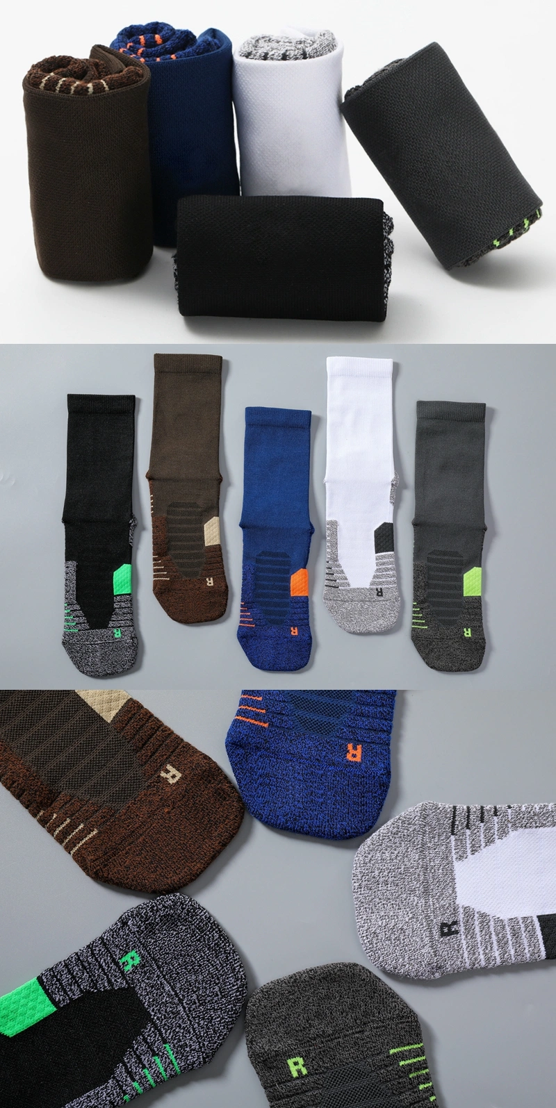 Adult Men&prime;s Sports Socks Blue Cotton Basketball Socks Can Be Customized to Wholesale Manufacturers