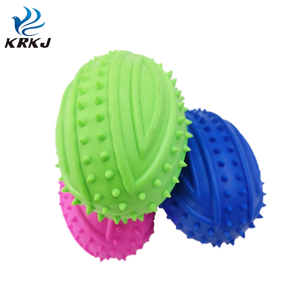 Tc-5c026 Rubber Pet Dog Chew Toys Rugby Football Ball