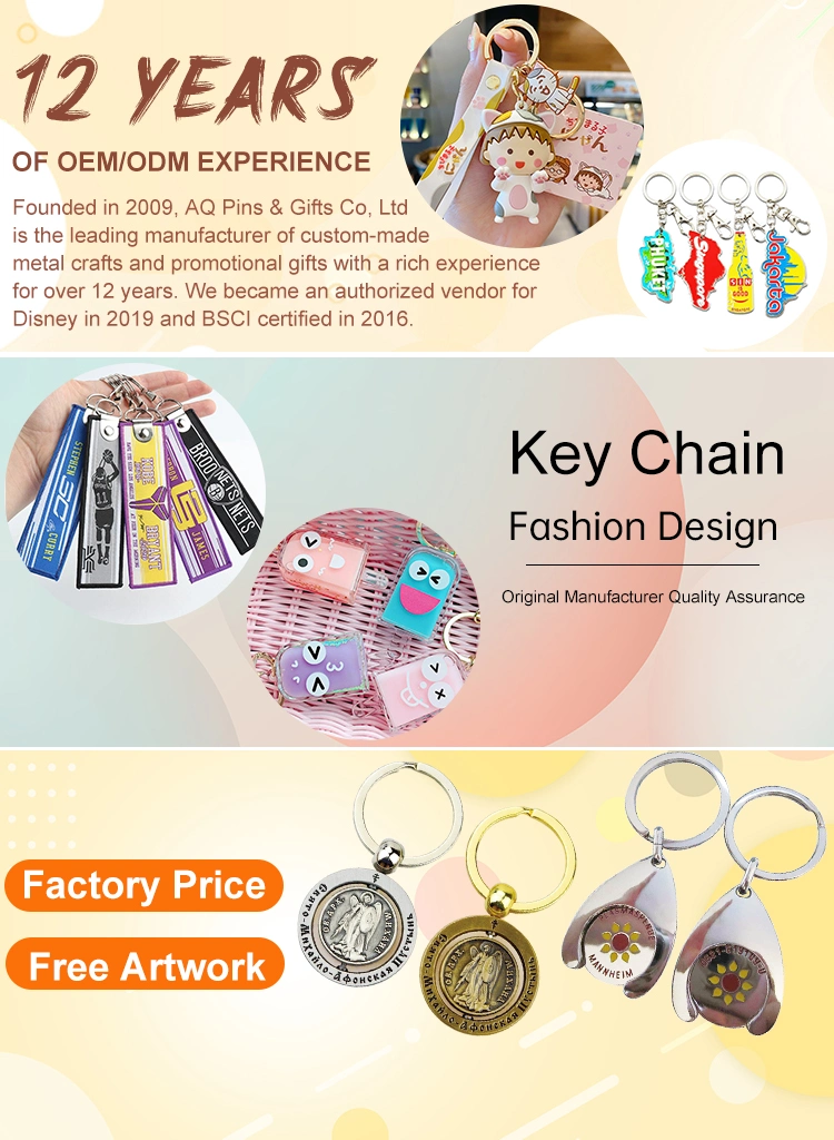 5% off Customized Red Yellow and Text Wrapping Promotional Metal Keychain Keyring From China with Personal Logo