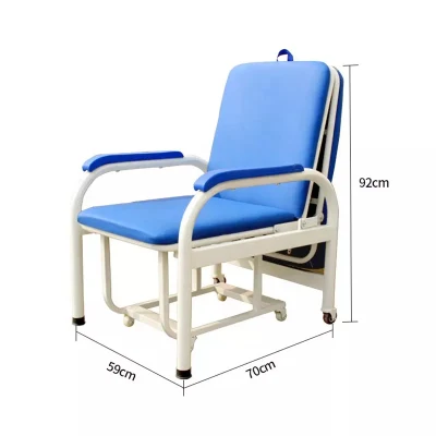 Hospital Patient Room High-Quality Metallic Leather Portable Foldable Accompany Chair Escort Bed Price