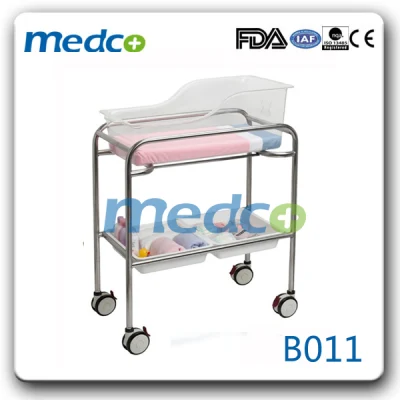 Adjustable Baby Trolley Infant Cot Bassinet Kids Crib Hospital Bed with Mattress