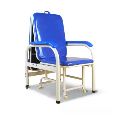 Hospital Patient Room High-Quality Metallic Leather Portable Foldable Accompany Chair Escort Bed Price