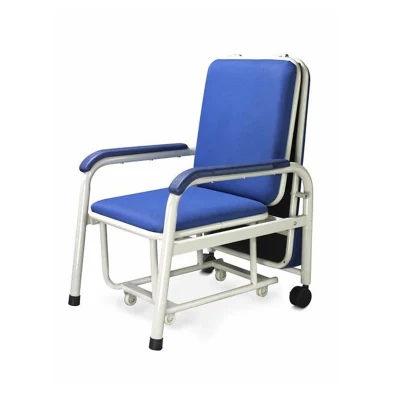 Hospital Patient Room High-Quality Metallic Leather Portable Foldable Accompany Chair Escort Bed Price