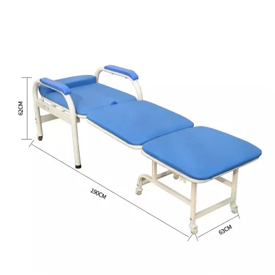 Hospital Patient Room High-Quality Metallic Leather Portable Foldable Accompany Chair Escort Bed Price