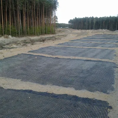 400-400kn/M High Quality Black Biaxial Uniaxial Pet Polyester Geogrid