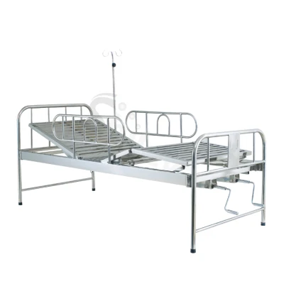 Deluxe Solid Coated Steel Function Flat Bed for Hospital Patient Bed