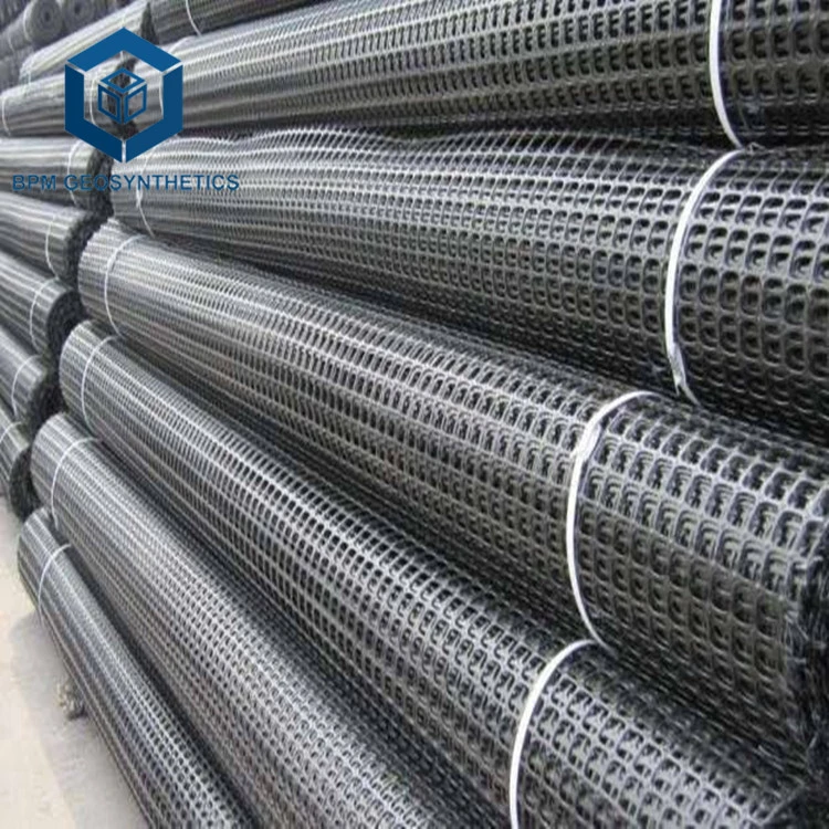 Mining Reinforcement Plastic Grid Self Adhesive Biaxial Grille Reinforced Road 50-50kn/M Coated Bitumen PP PE Biaxial Geogrid
