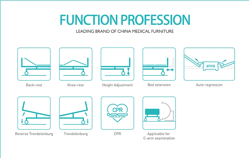 Y8y8c Five Functions Electric Hydraulic Medical Hospital Bed