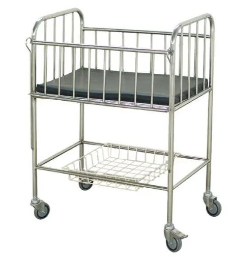 Movable Stainless Steel Hospital Baby Medical Crib Trolley Bed