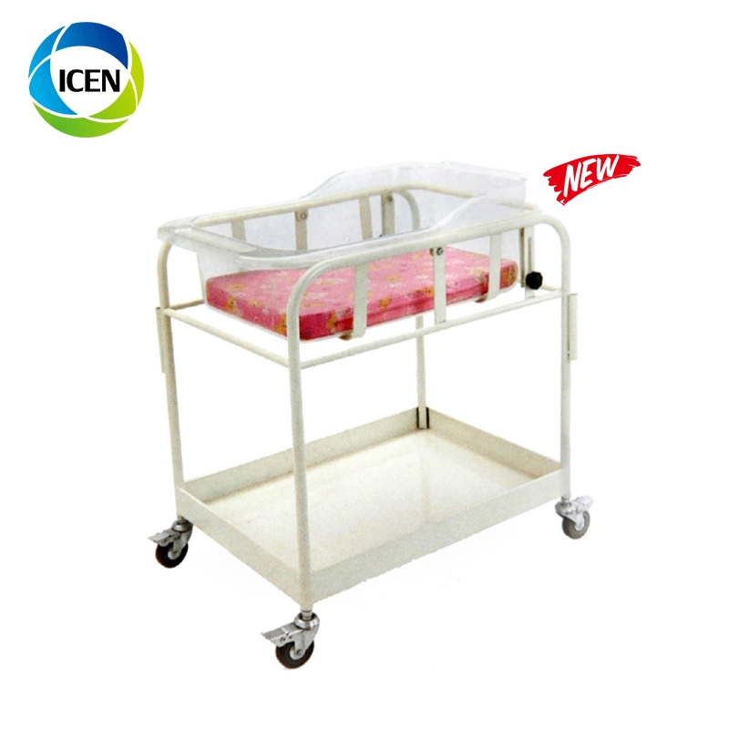 in-6071 Hospital Acrylic Baby Bassinet Portable Children Trolley Crib Baby Bed for Sale