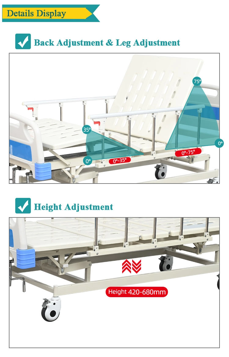 Good Quality 3 Crank Hospital Bed with Composite Headboard Big Stock