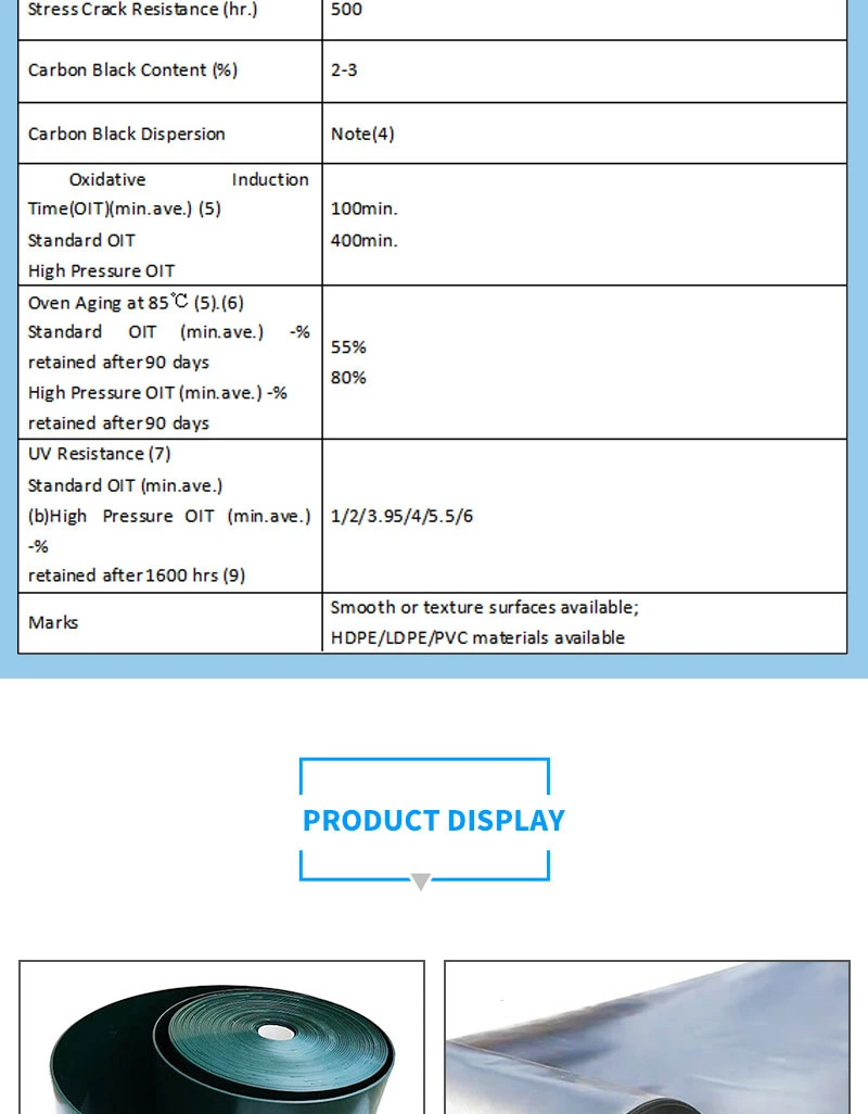 Thickness 1.0mm Anti-Seepage Impermeable Impervious Waterproof Dam Liner Single-Sided Textured HDPE Geomembrane