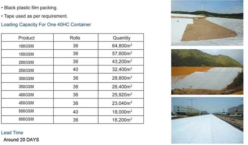 Non-Woven Pet / PP Synthetic Geotextile Fabric for Soil Filtration, Roadway Stabilization and Other Civil Engineering Projects