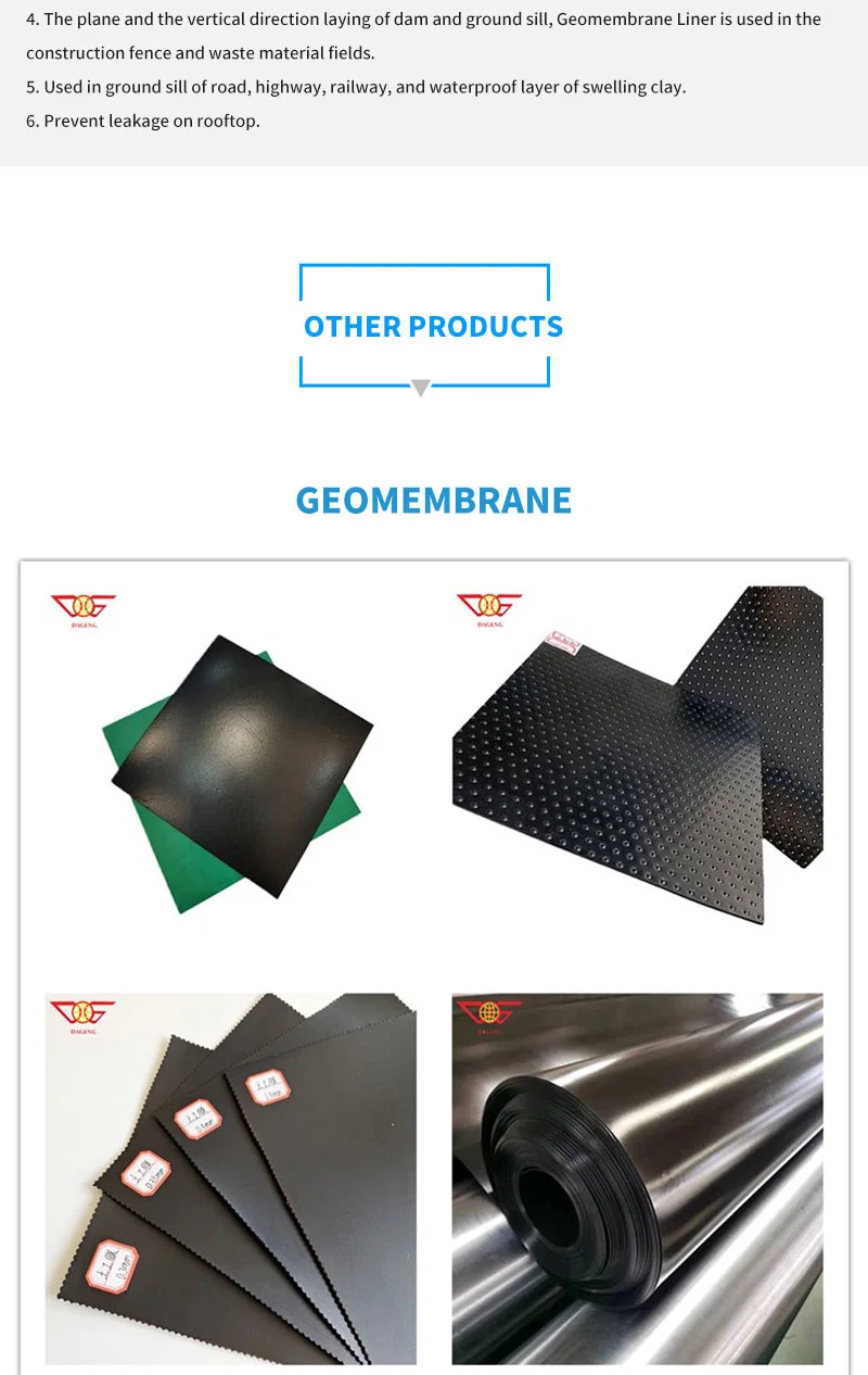 Thickness 1.0mm Anti-Seepage Impermeable Impervious Waterproof Dam Liner Single-Sided Textured HDPE Geomembrane