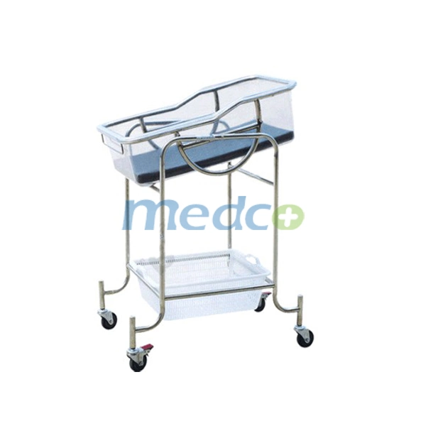 Adjustable Baby Trolley Infant Cot Bassinet Kids Crib Hospital Bed with Mattress