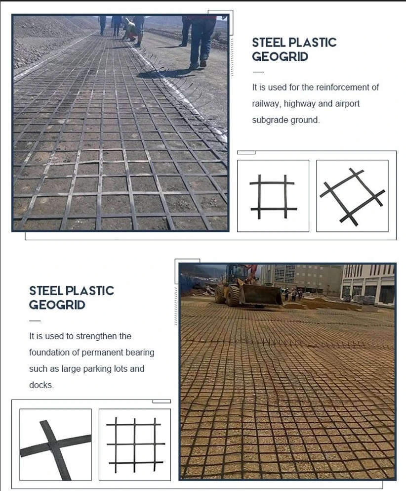 Factory Price Steel Plastic Welded Geogrid 60kn for Road Construction