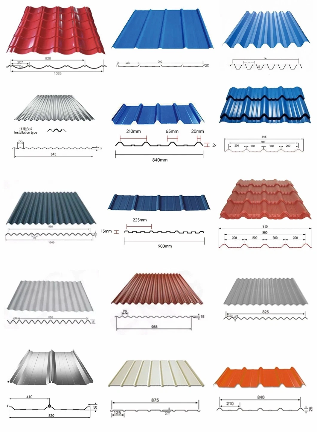 Prepainted PPGL/Galvanized/Galvalumed Steel Roofing Sheets PPGI Roof Tiles Price Sheet Metal Zinc Corrugated Steel Sheet