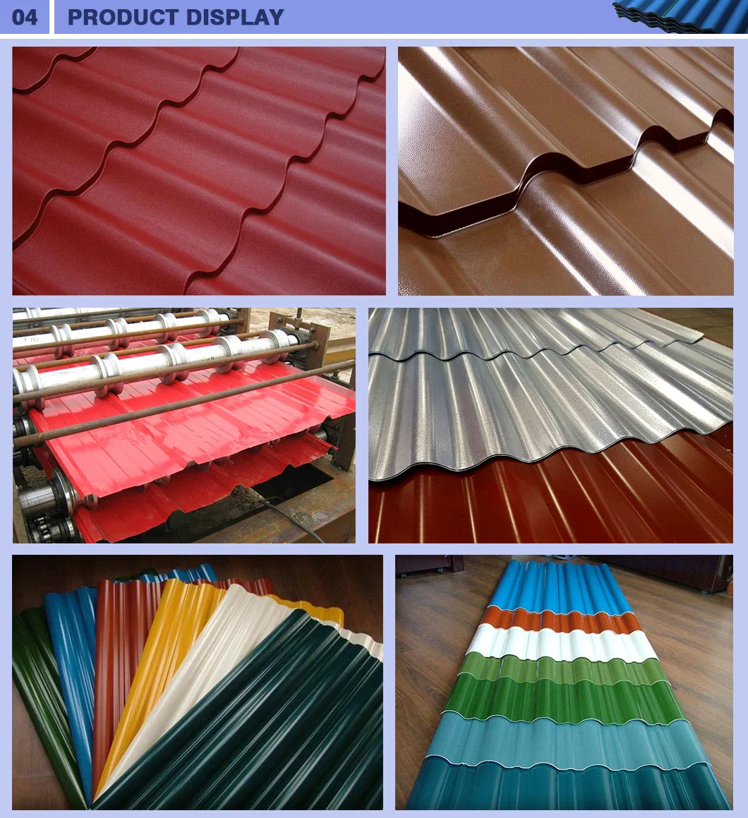 Thick Coating Functional High Strength Rich Color Cold Rolled Low Wave Zinc Painting PPGI Corrugated Steel Roofing Sheet for