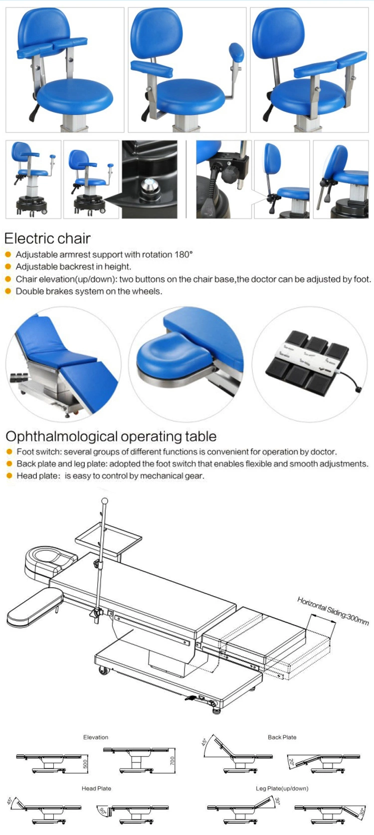 Factory Price Hot Selling Stainless Steel Electric Operating Theater Ent Ophthalmic Instrument Tables (HFOOT99A)