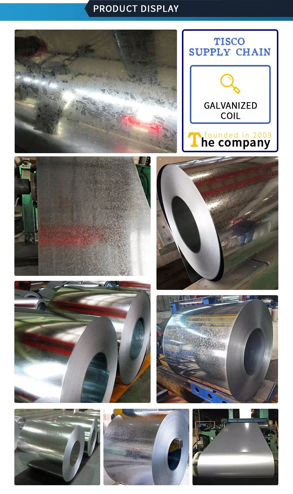 China Mill Factory Manufacture Hot Dipped Galvanized Zinc Coated Steel Coil