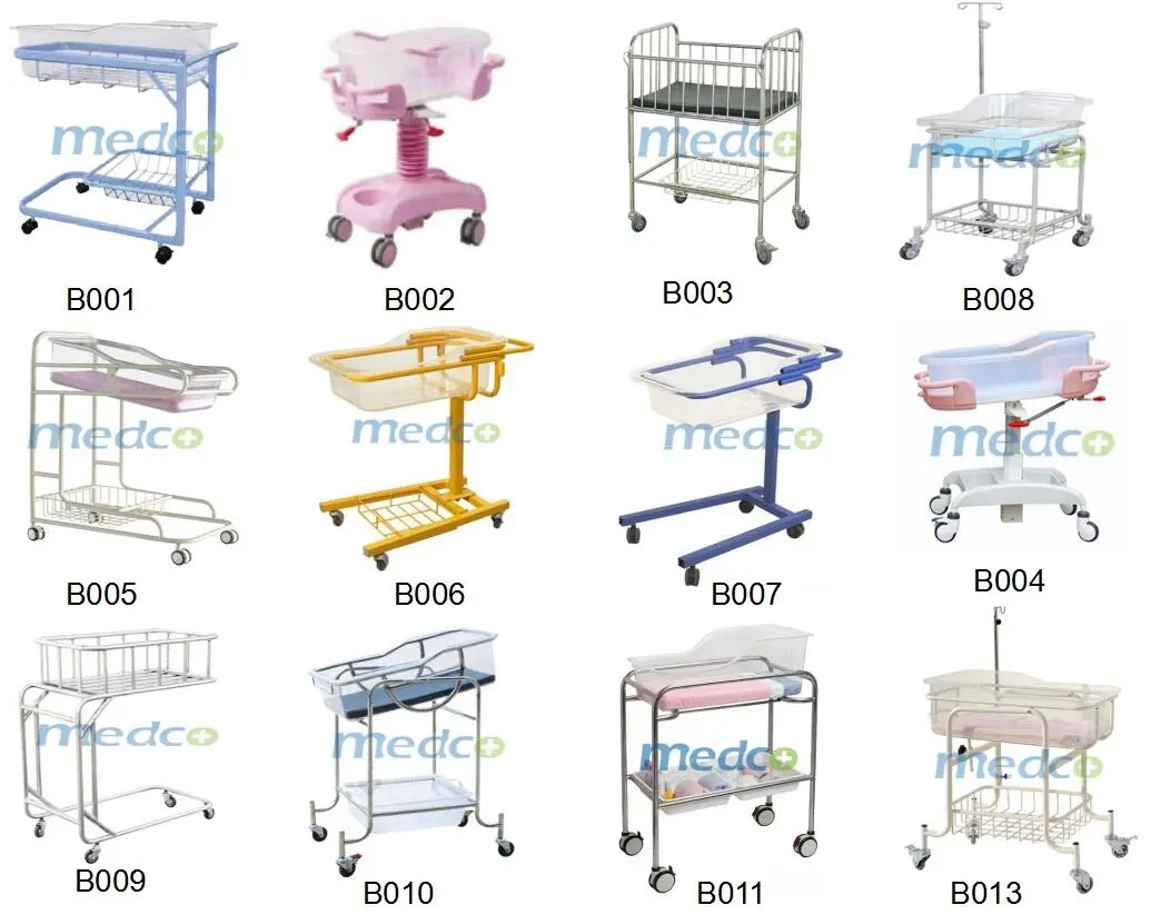 Adjustable Baby Trolley Infant Cot Bassinet Kids Crib Hospital Bed with Mattress