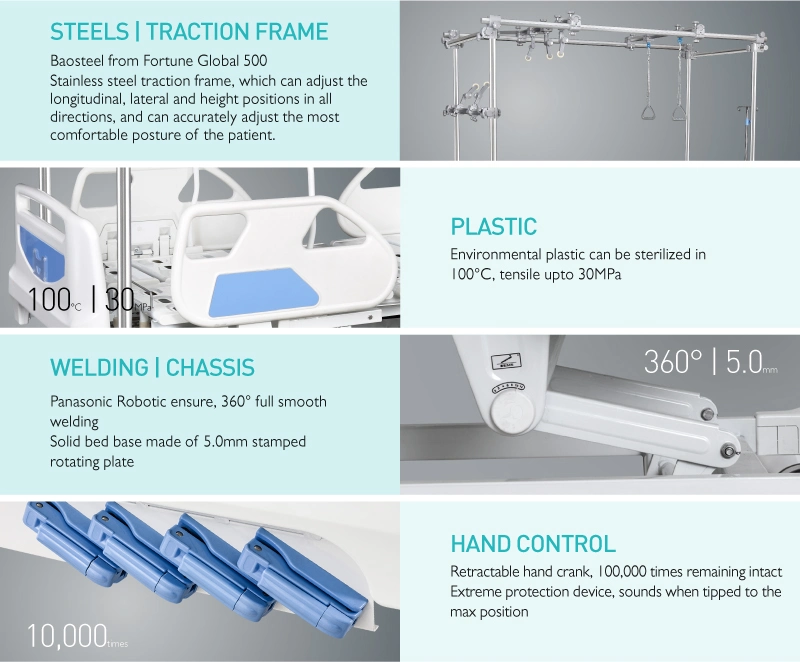 GB4e Saikang Wholesale Movable Multifunction Manual Orthopedic Lumbar Traction Hospital Bed with Wheels