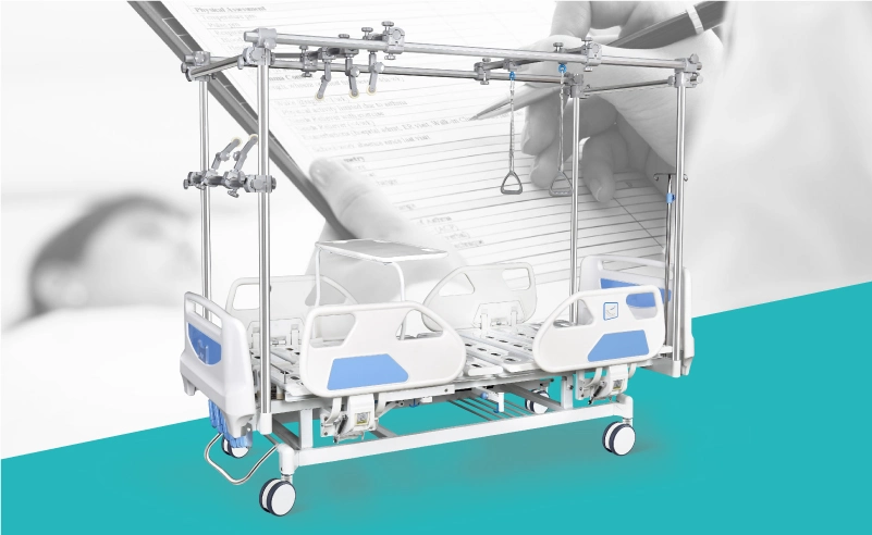 GB4e Saikang Wholesale Movable Multifunction Manual Orthopedic Lumbar Traction Hospital Bed with Wheels