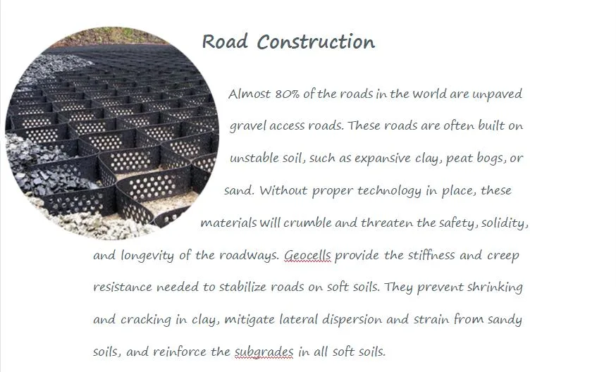 ASTM Standard HDPE Geocell 50mm Height Geo Cell Road Grid Gravel Honeycomb Gravel Driveway Price Geocell Ground Grid Paver