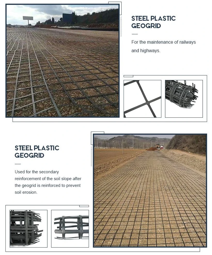 Factory Price Steel Plastic Welded Geogrid 60kn for Road Construction