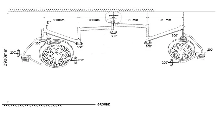 Latest LED Surgical Shadowless Operating Light Operation Lamp