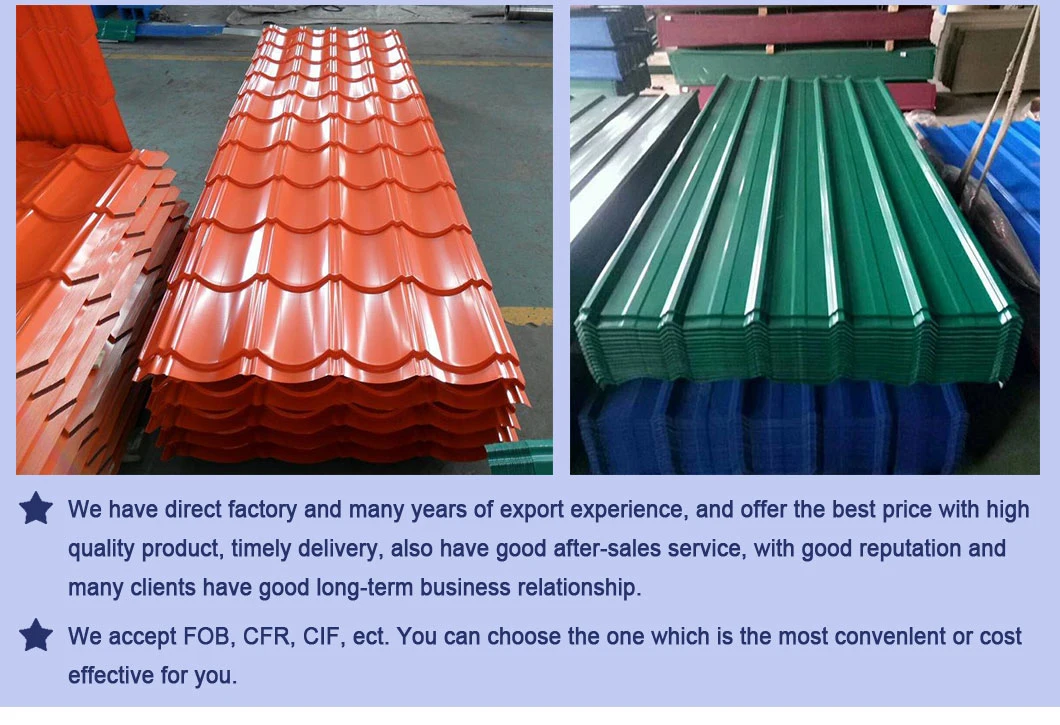 Thick Coating Functional High Strength Rich Color Cold Rolled Low Wave Zinc Painting PPGI Corrugated Steel Roofing Sheet for