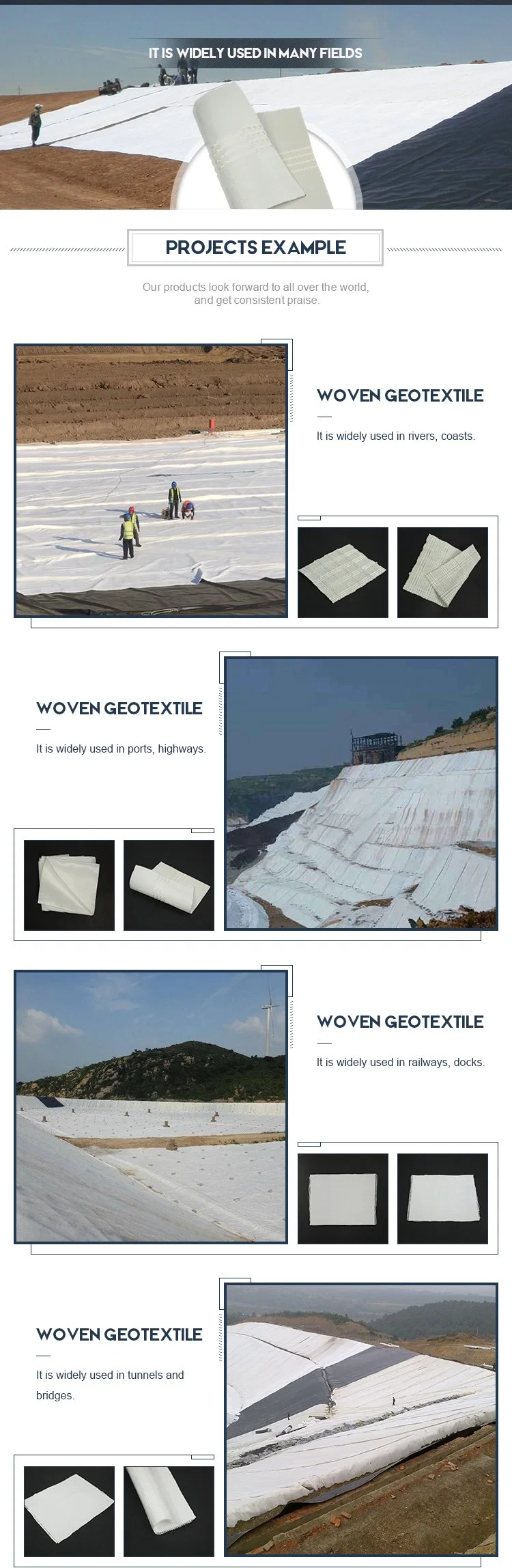 Woven Geotextile for Road Construction Base Reinforcement Separation of Structural Layers Geotextiles