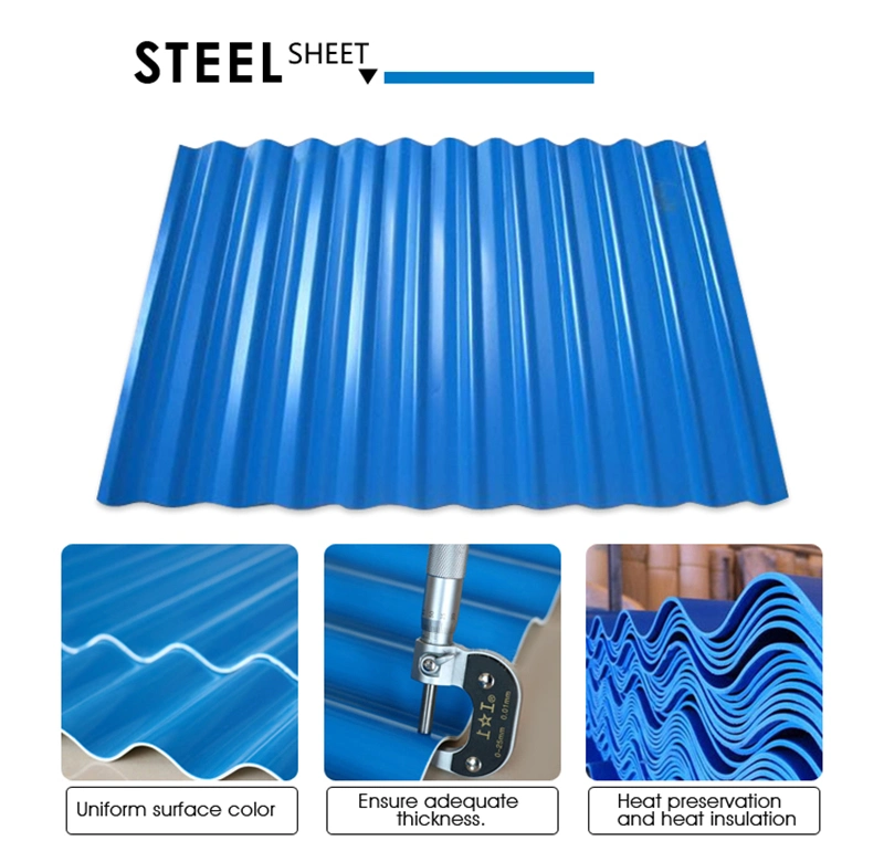 PPGI Steel Roofing Sheet/Prepainted Blue Color Step Roof Panel/0.22mm 0.24mm Color Coating Glazed Tile/Ral 5017 PPGL Steel Roofing Sheeting Price