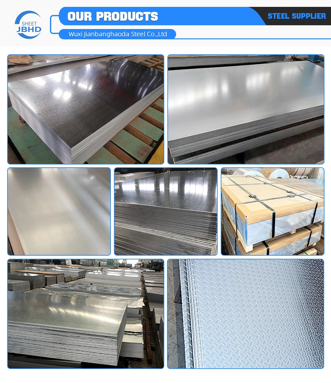 ASTM Dx51d, Dx52D, Dx53D, Dx54D Galvanized/Galvanised Steel Sheet/Plate Zinc Iron Roofing Sheet Gauge 4X8 Metal Roof Sheet