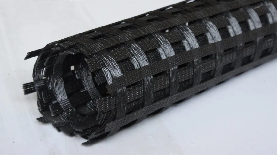 Black Color 120kn Synthetic Fiber Polypropylene / Polyester Biaxial Geogrid