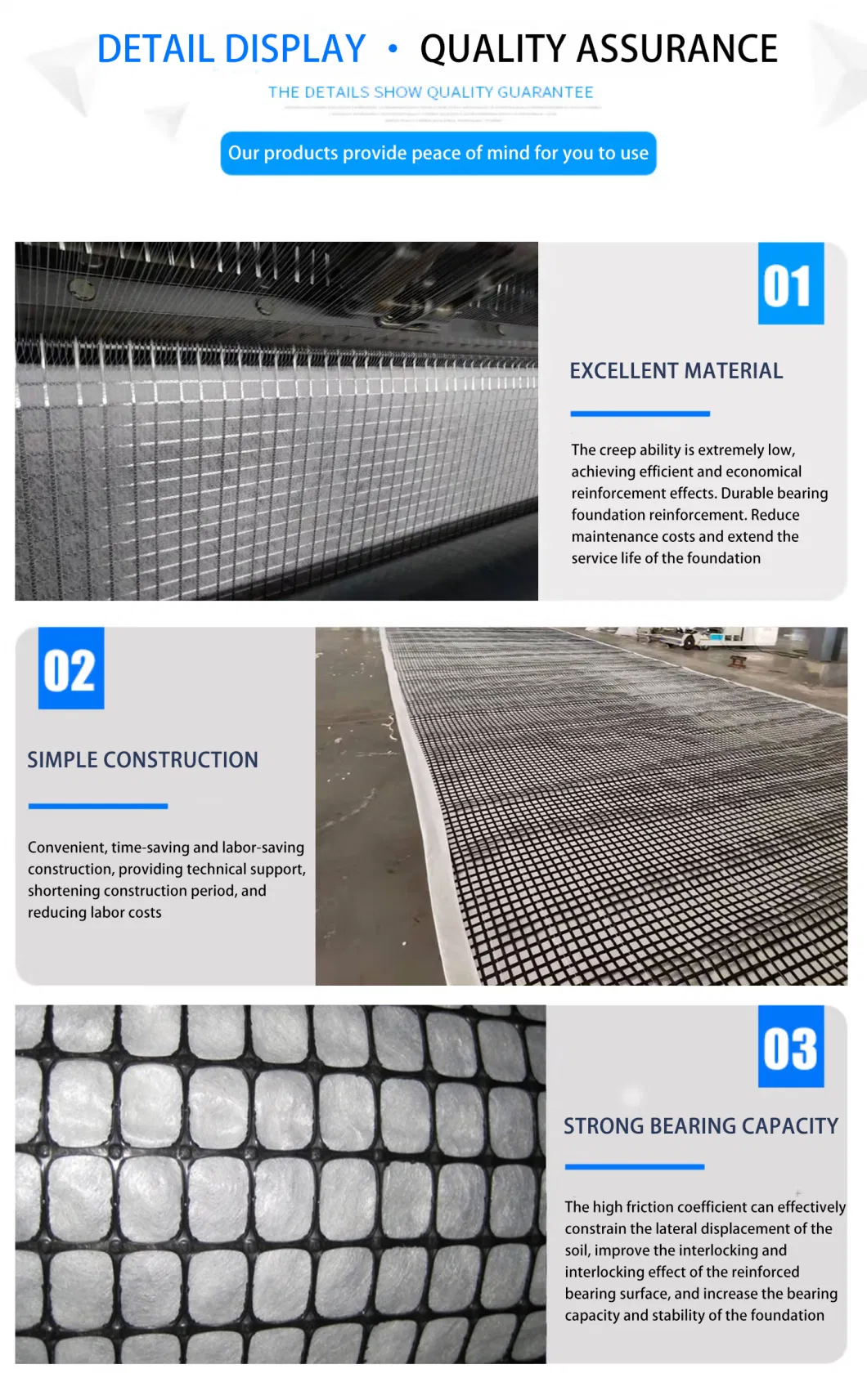 Biaxial Polypropylene Biaxial Geogrid 40kn Composite Geotextile Used Soil Reinforcement and Stabilization Hot Sold