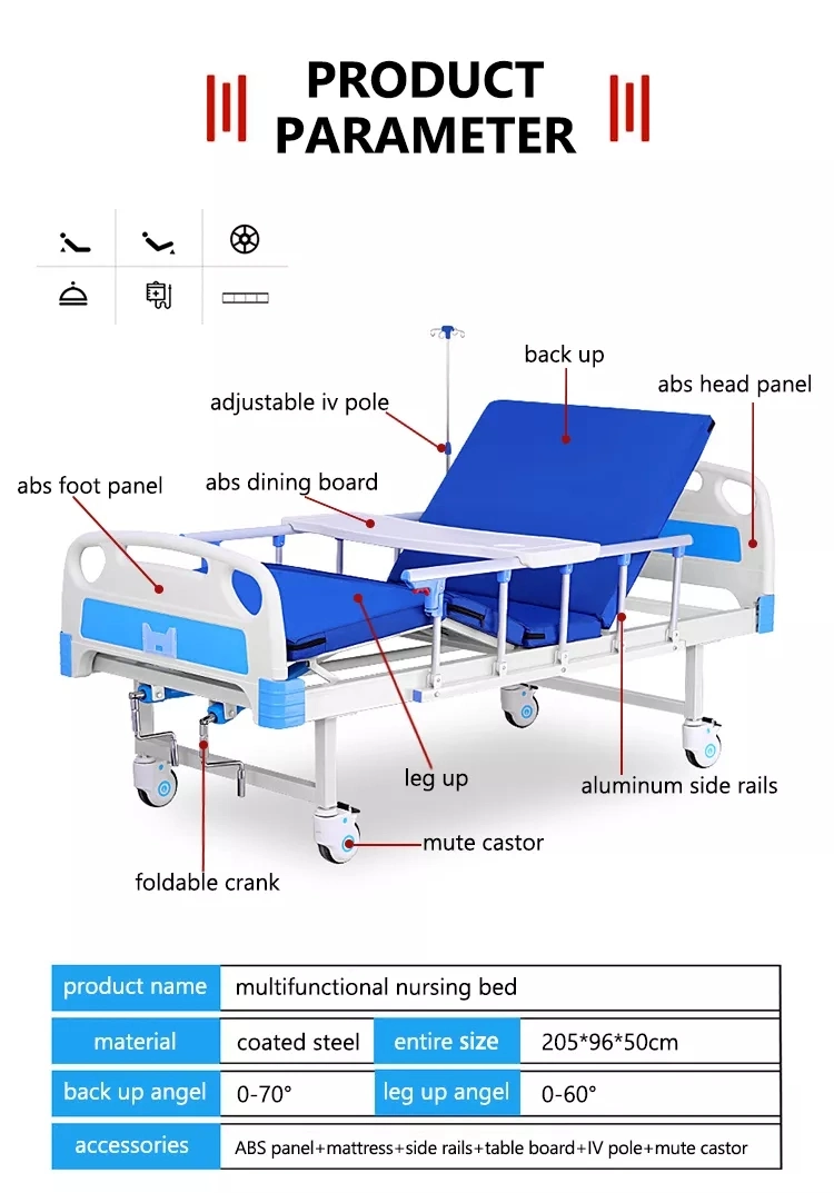 Manufacturer Directly Supply 2 Cranks Manual Patient Medical Bed for Hospital