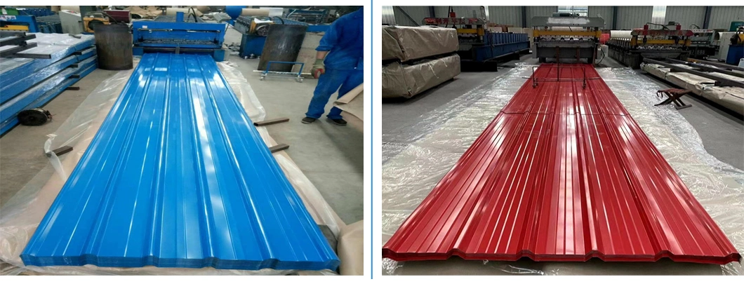 Ral Colored PPGI PPGL Roof Material HDP Dx51d Dx52D Prepainted Corrugated Metal Sheets PE PVD SMP PPGI Metal Corrugated Trapezoid Steel Roofing Sheet