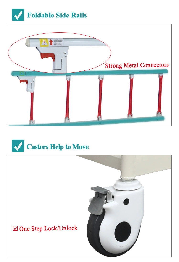 Good Quality 3 Crank Hospital Bed with Composite Headboard Big Stock