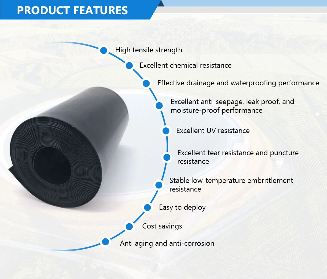 Thickness 0.20 - 3.00 mm Anti-Seepage Impermeable Impervious Double-Sided Smooth / Texture HDPE Geomembrane