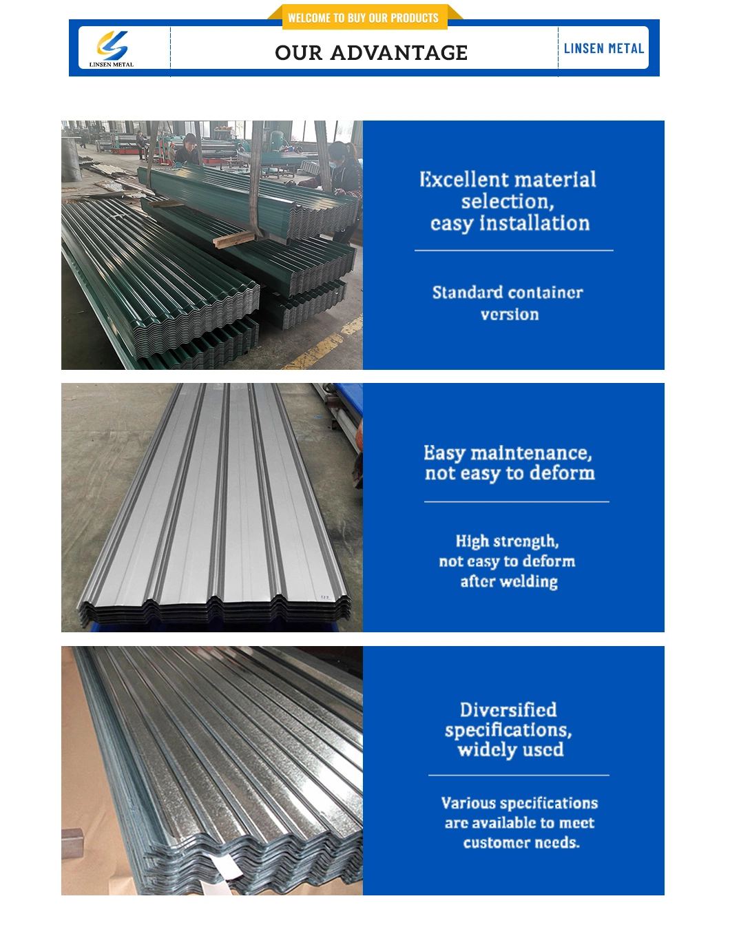 PPGL Roof Tile Building Material Colorful Aluzinc Zinc Ral Color Coated Metal Panel Gi Iron Gl Galvanised PPGI Prepainted Corrugated Steel Roofing Sheet